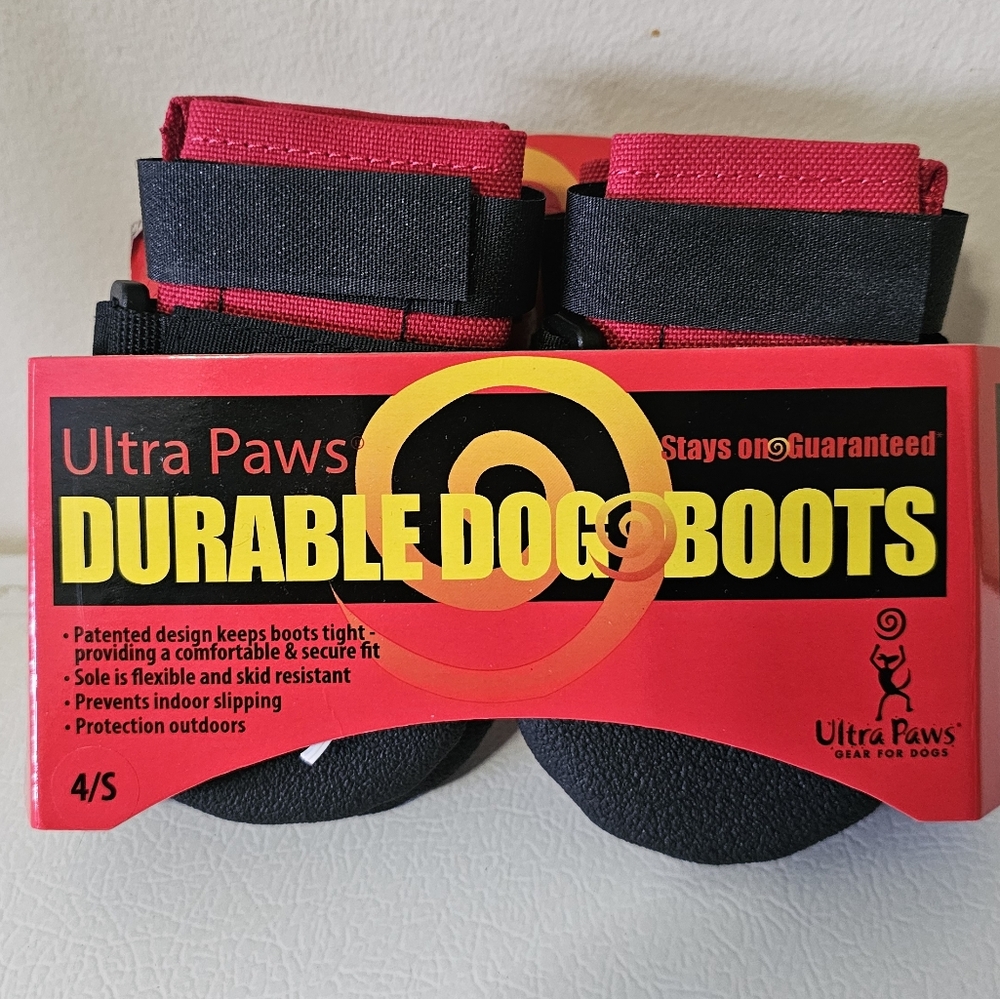 Ultra Paws Stays On Guaranteed 4/S Black & Red Durable Dog Boots